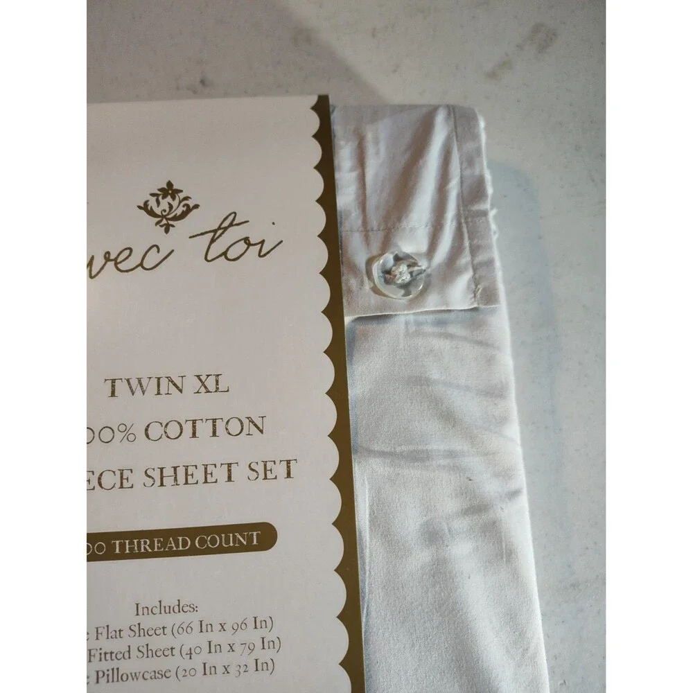 Avec Toi Twin XL Three-piece Sheet Set 200 Thread Count Cotton Blend 1182